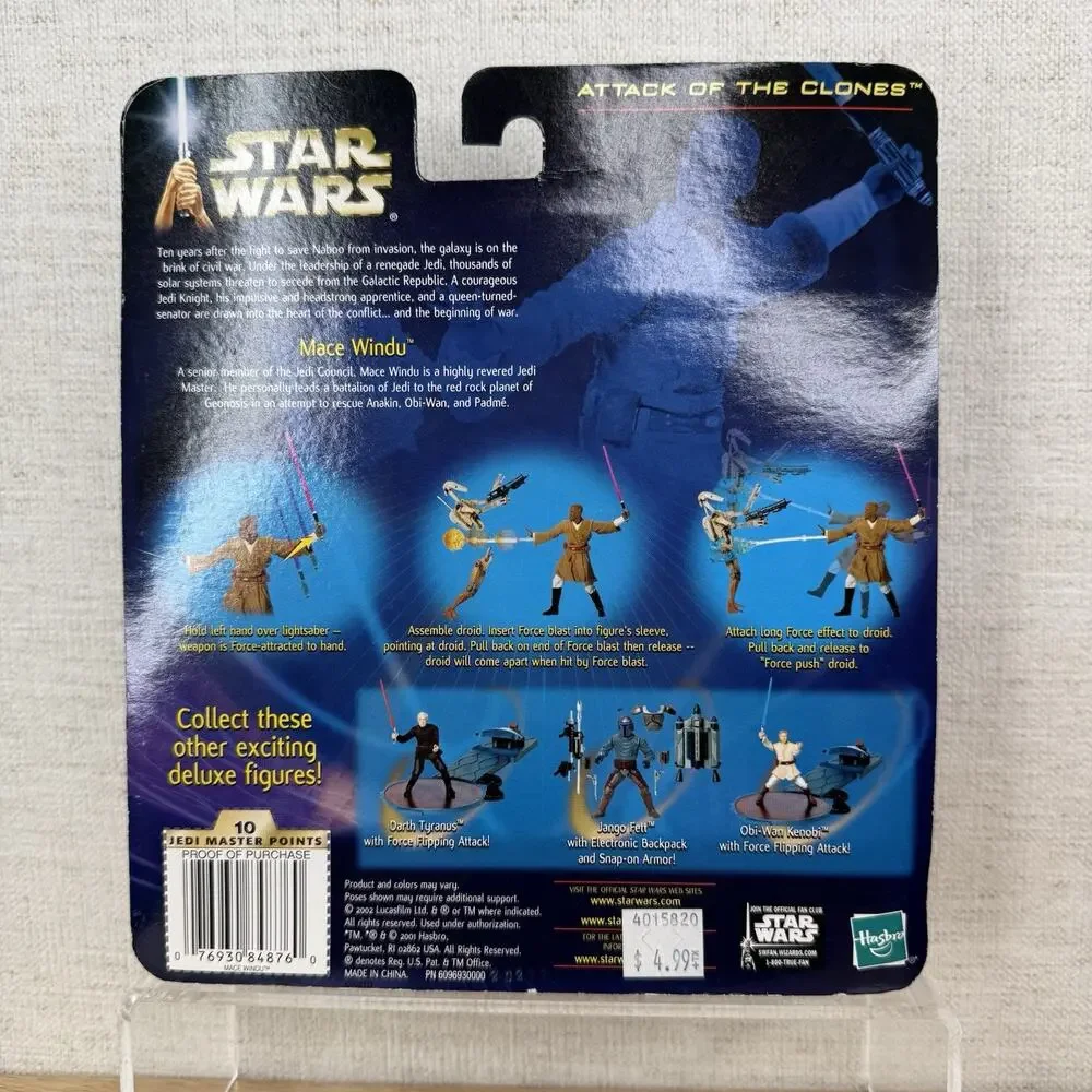 2002 HASBRO STAR WARS ATTACK OF THE CLONES MACE WINDU W/Battle Droid FIGURE New